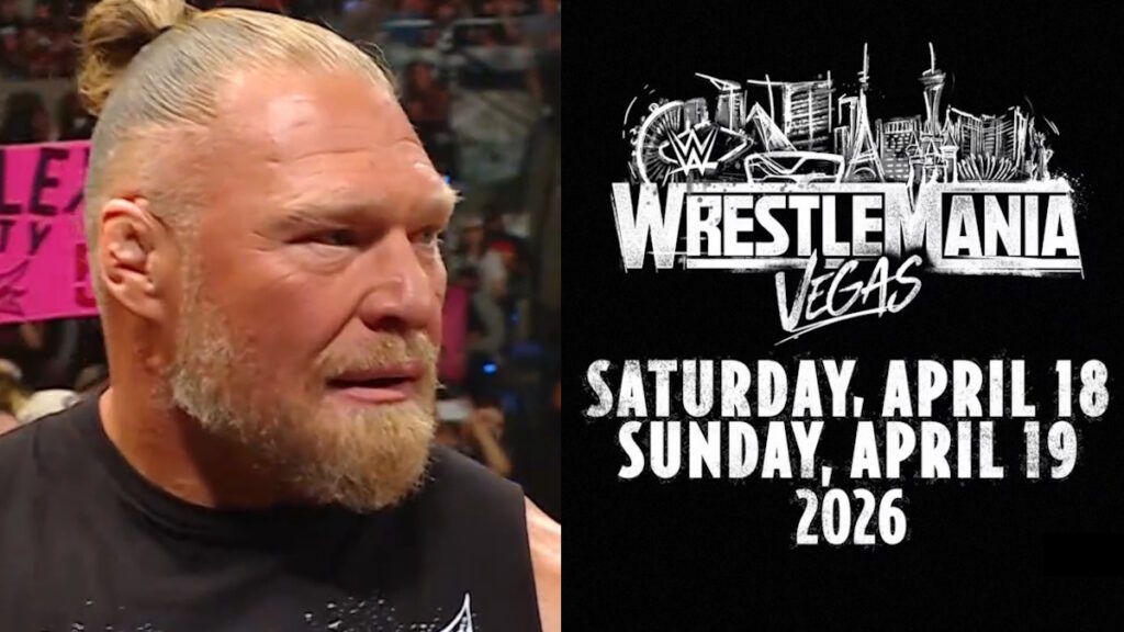 Brock Lesnar and WWE WrestleMania 42 logo