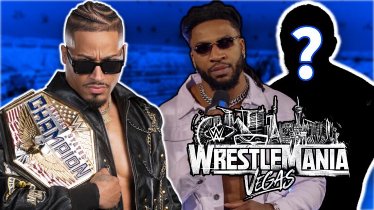 WWE WrestleMania 42 logo with Carmelo Hayes and Trick Williams