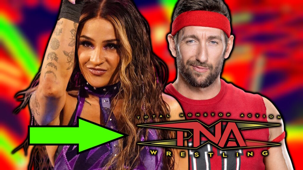 Dakota Kai & Duke Hudson with the TNA Wrestling logo