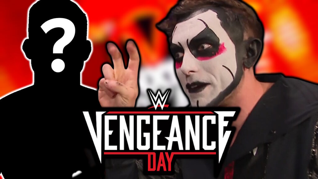Danhausen and a silhouette with the WWE Vengeance Day logo