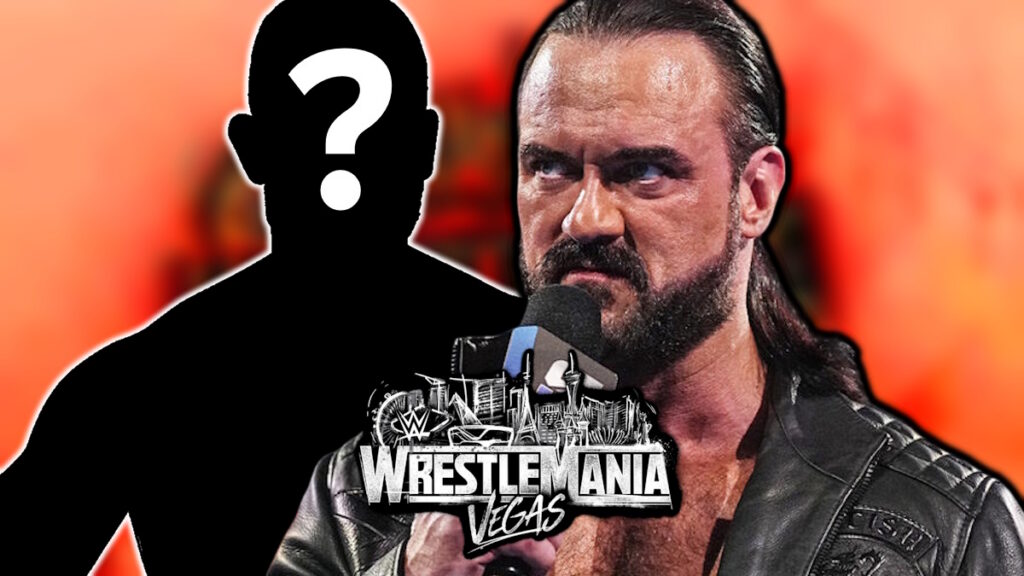 WWE star Drew McIntyre next to WrestleMania 42 logo