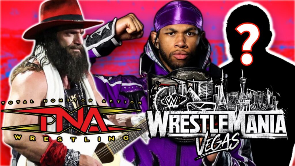 TNA WRESTLING and WWE WrestleMania 42 logos with Elijah and Leon Slater