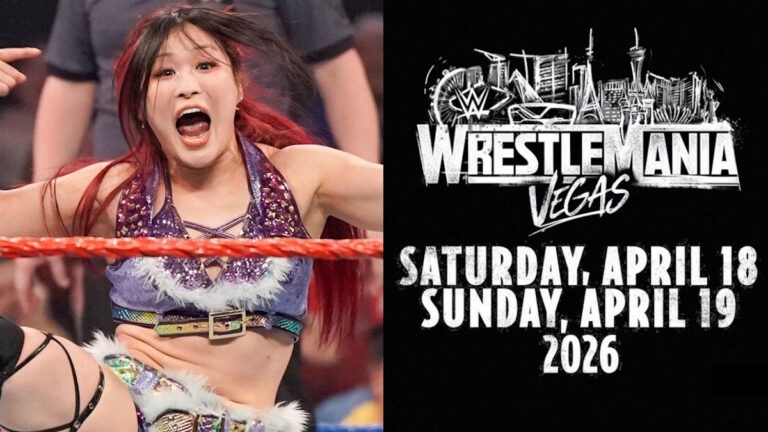 IYO SKY and WWE WrestleMania 42 logo