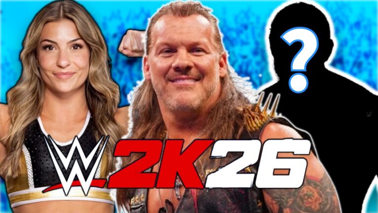 WWE 2K26 logo with Chris Jericho and Kendal Grey