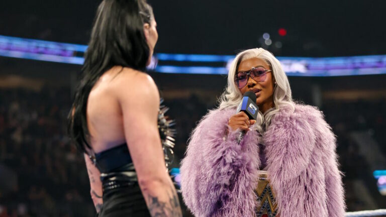 Jade Cargill and Rhea Ripley on WWE SmackDown