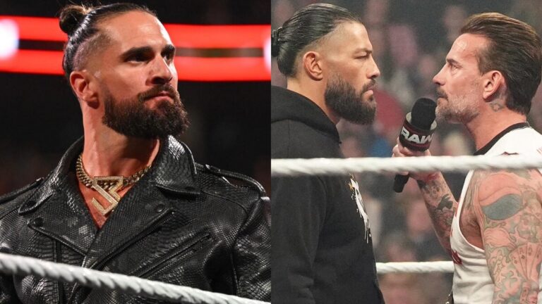 WWE's Seth Rollins alongside CM Punk and Roman Reigns