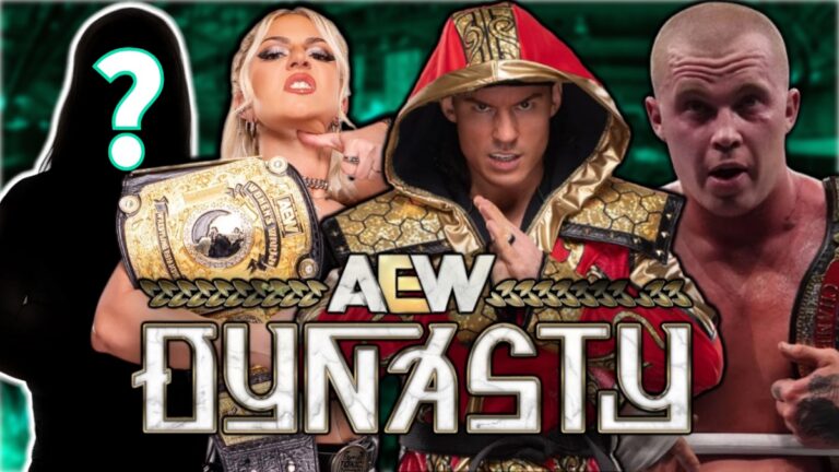 AEW Dynasty 2026 logo with Thekla, Speedball Mike Bailey and Kyle Fletcher