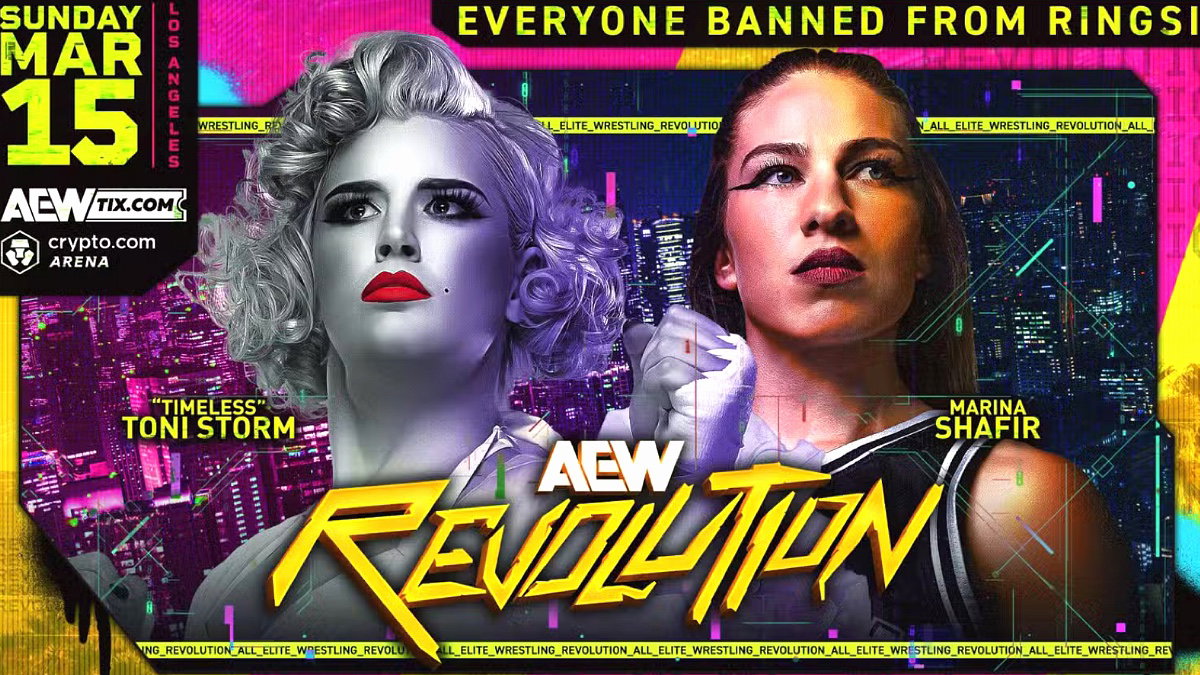 AEW Revolution 2026 poster for Toni Storm and Marina Shafir