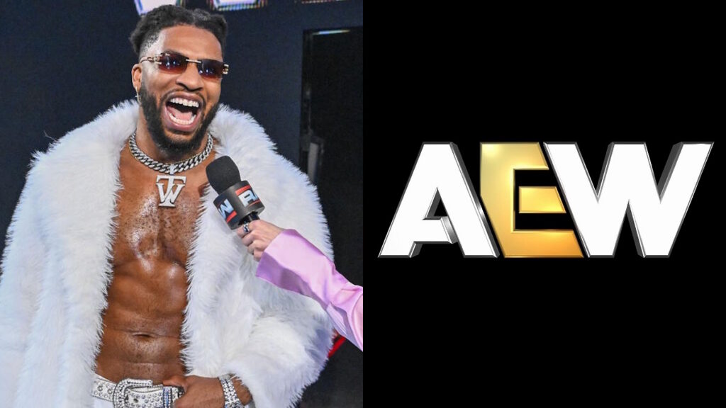 WWE star Trick Williams and AEW logo