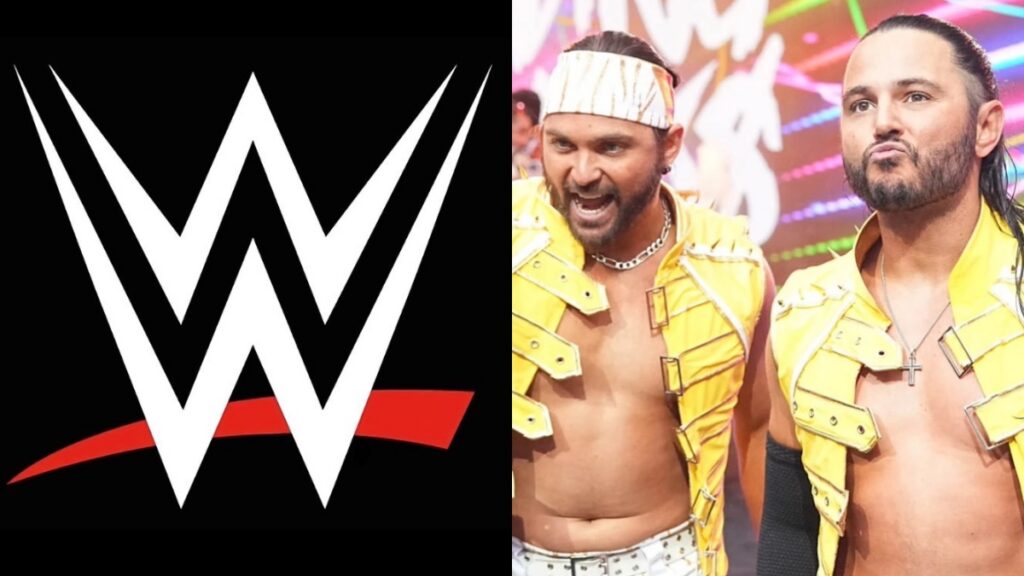 WWE logo with AEW's Young Bucks