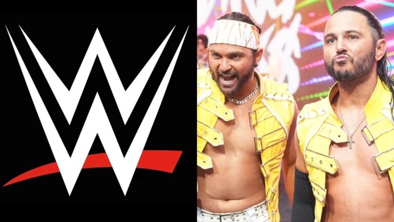 WWE logo with AEW's Young Bucks