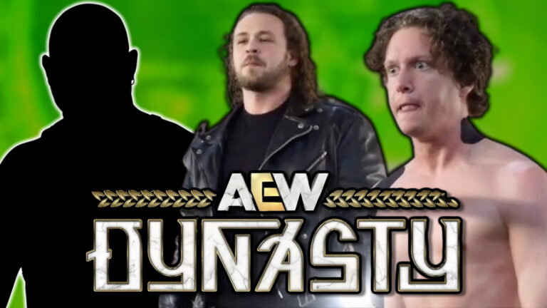 Former AEW star Marko Stunt with Jack Perry, and the Dynasty logo