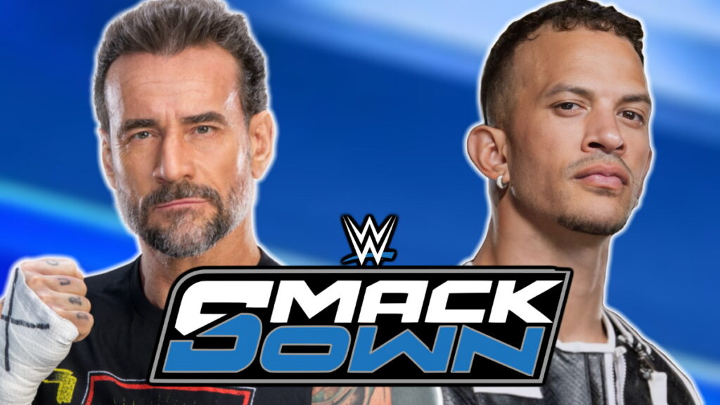 WWE SmackDown logo with Ricky Saints and CM Punk