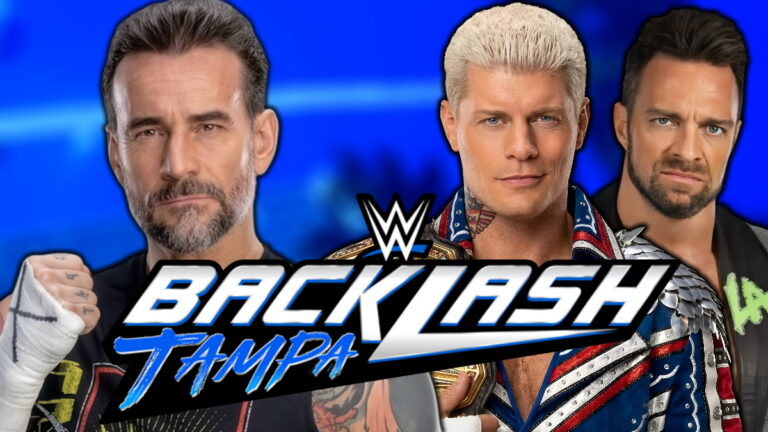 WWE Backlash logo, CM Punk, Cody Rhodes and LA Knight