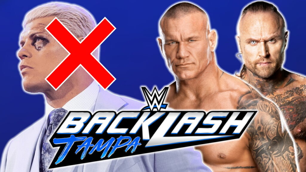 WWE Backlash logo, Cody Rhodes, Randy Orton and Aleister Black