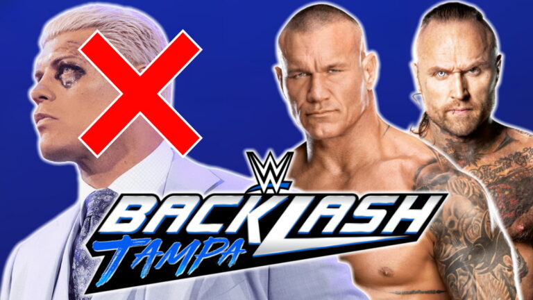 WWE Backlash logo, Cody Rhodes, Randy Orton and Aleister Black