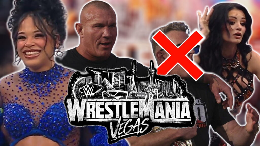 WWE WrestleMania 42 logo with Bianca Belair, Randy Orton, Pat McAfee and Paige