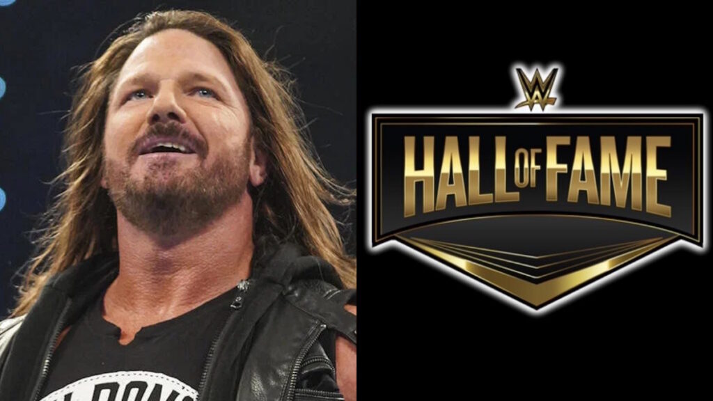 WWE star AJ Styles and Hall of Fame logo