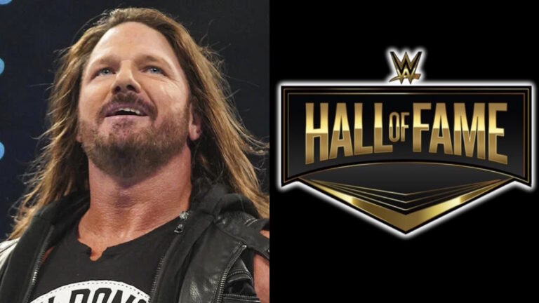 WWE star AJ Styles and Hall of Fame logo