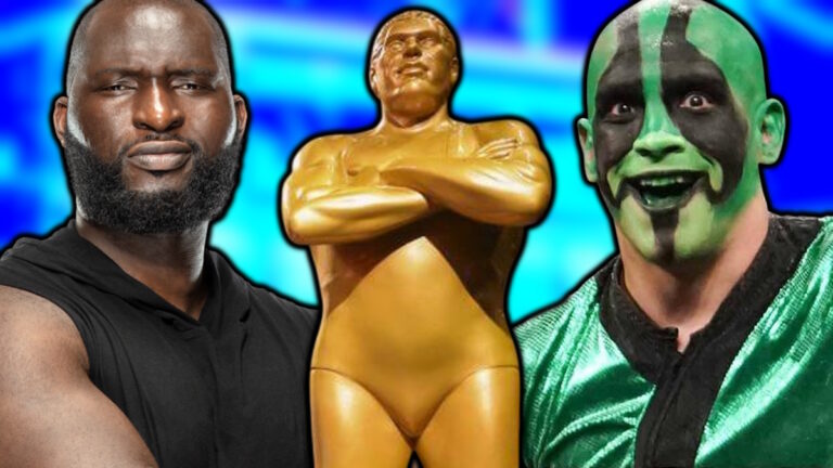 WWE Andre The Giant trophy, Omos and Mr Iguana