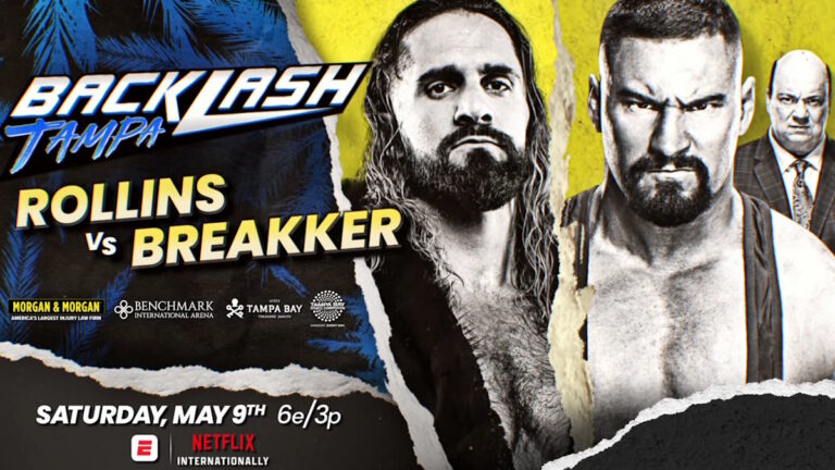 WWE Backlash graphic for Seth Rollins vs Bron Breakker