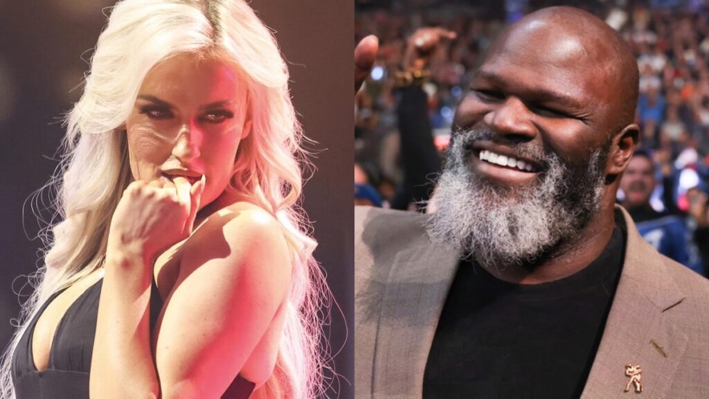 WWE's Blake Monroe next to Mark Henry