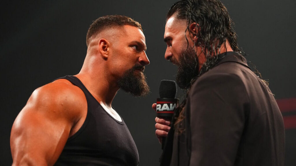 WWE's Bron Breakker and Seth Rollins.