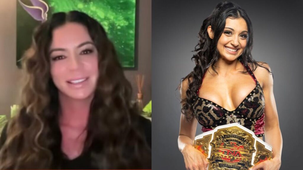 Candice Michelle next to TNA Knockouts Champion and WWE NXT star Arianna Grace