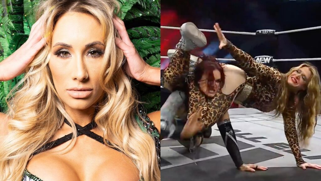Former WWE star Carmella and B33CA using the Code of Silence on AEW Collision