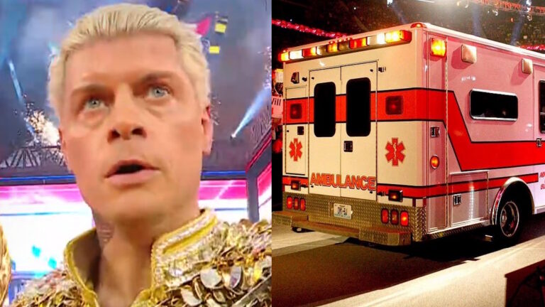 WWE star Cody Rhodes and ambulance