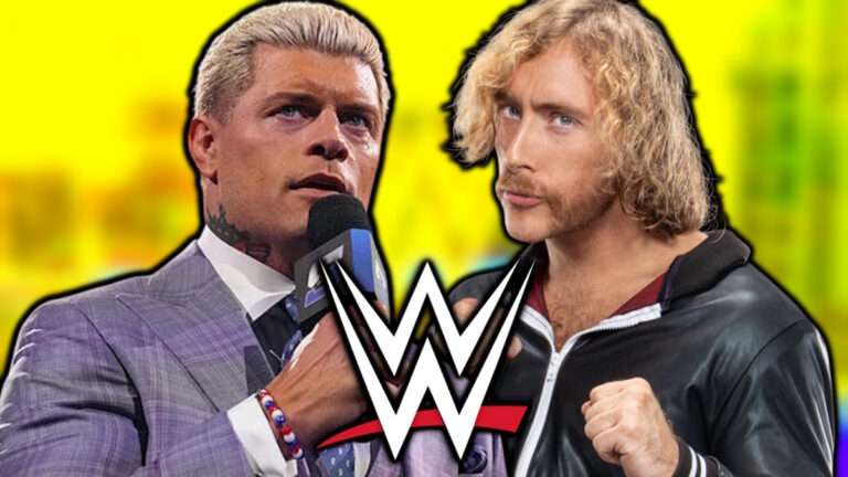 WWE logo, Cody Rhodes and Charlie Dempsey