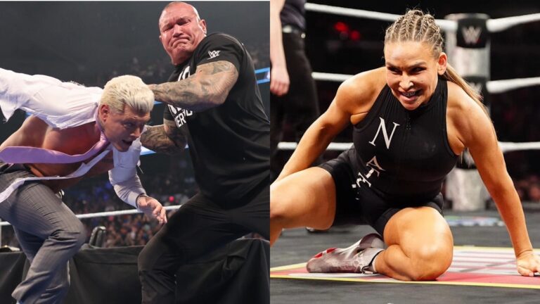 WWE's Nattie with Randy Orton and Cody Rhodes