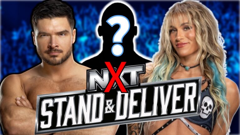 WWE NXT Stand & Deliver logo with Ethan Page and Sol Ruca