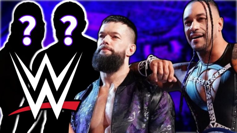 WWE logo with Finn Balor and Damian Priest