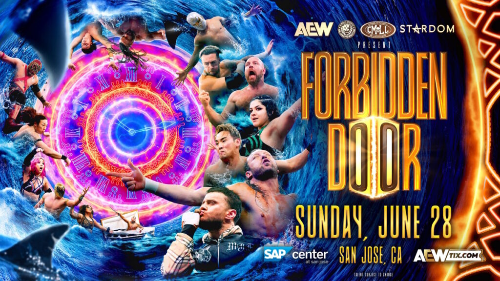 AEW NJPW CMLL STARDOM present Forbidden Door logo