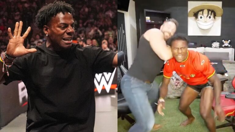 WWE's LA Knight attacking IShowSpeed on livestream