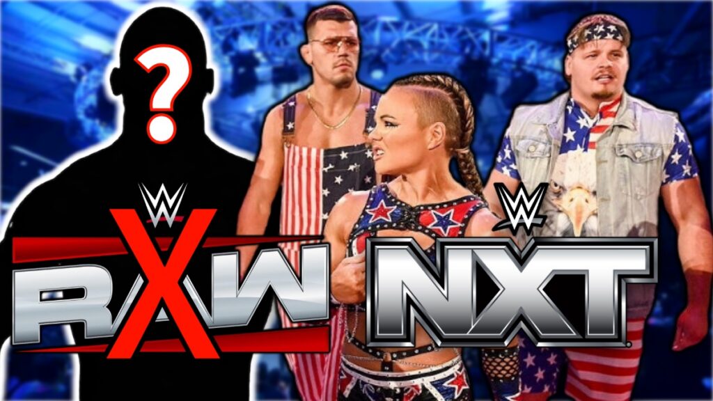 WWE Raw and NXT logos with Ivy Nile and Creed Brothers