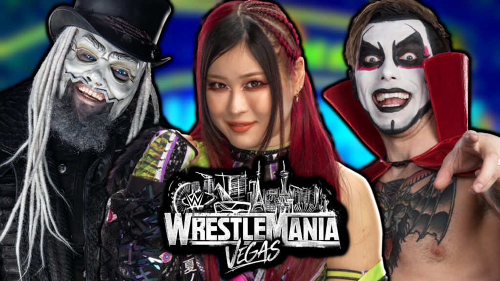 WWE WrestleMania 42 logo, IYO SKY, Uncle Howdy and Danhausen