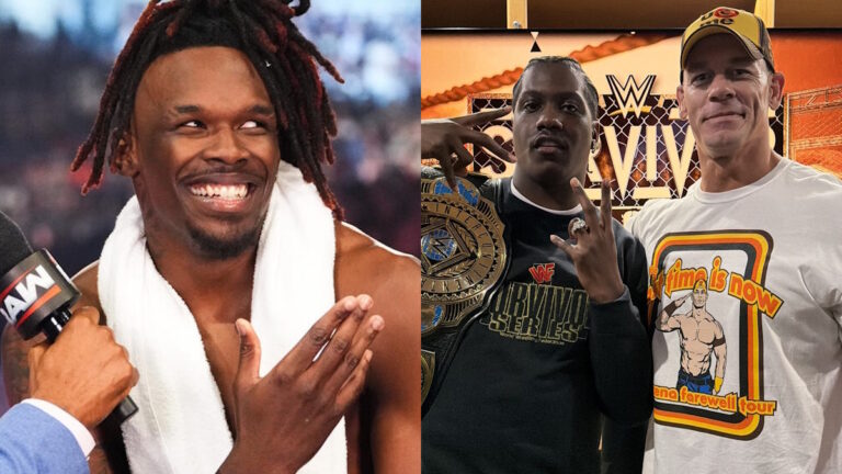WWE stars Je'Von Evans and John Cena with Lil Yachty