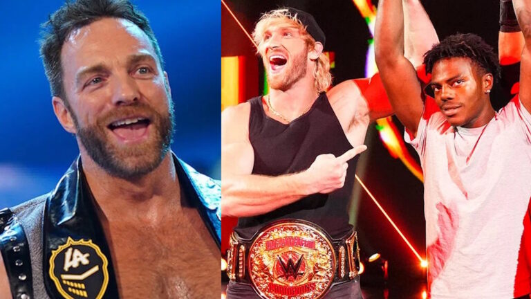 LA Knight next to Logan Paul & IShowSpeed in WWE