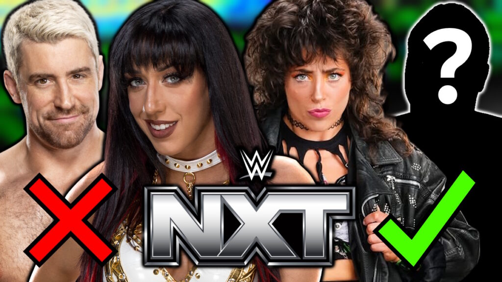 WWE NXT logo, Joe Hendry, Jacy Jayne and Lizzy Rain