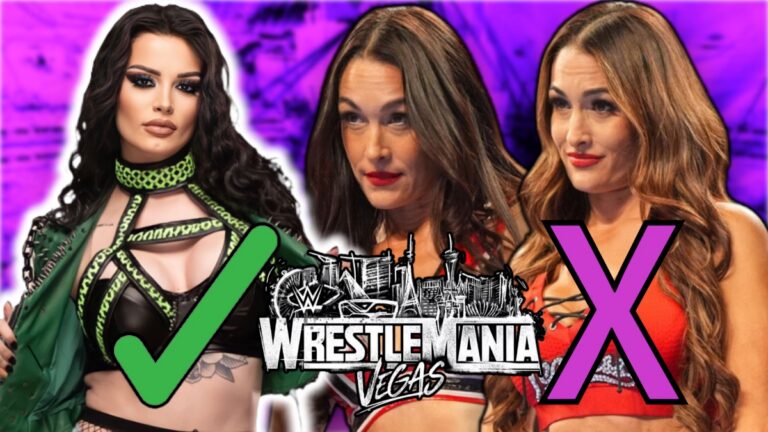 WWE WrestleMania 42 logo with Paige and The Bella Twins