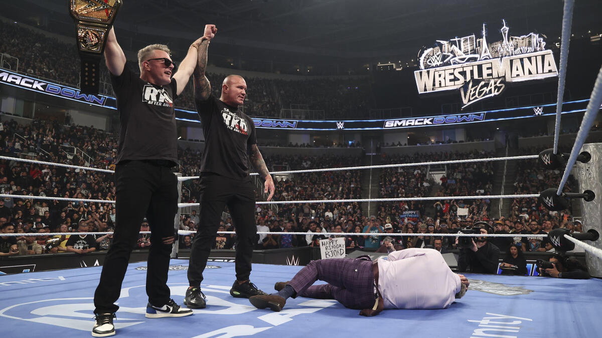 WWE's Pat McAfee and Randy Orton with Cody Rhodes