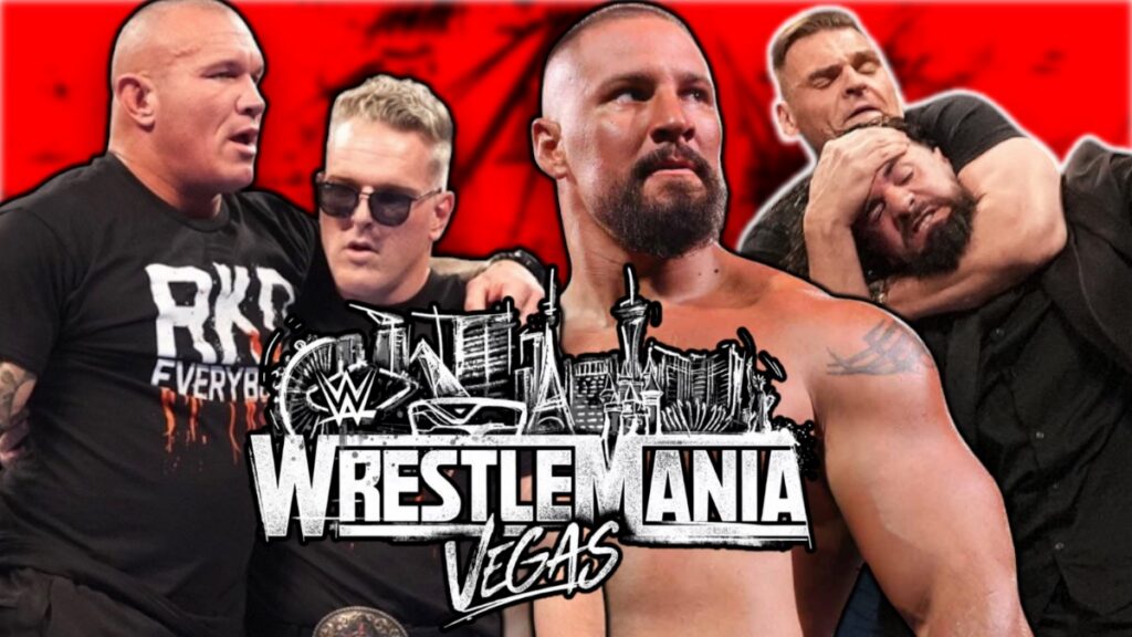 WWE WrestleMania 42 logo with Pat McAfee, Randy Orton, Bron Breakker, GUNTHER and Seth Rollins