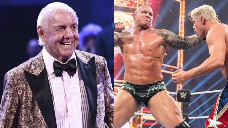 WWE Hall of Famer Ric Flair next to Randy Orton and Cody Rhodes
