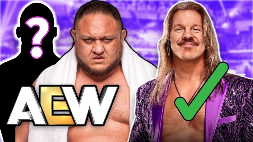 AEW logo with Samoa Joe and Chris Jericho