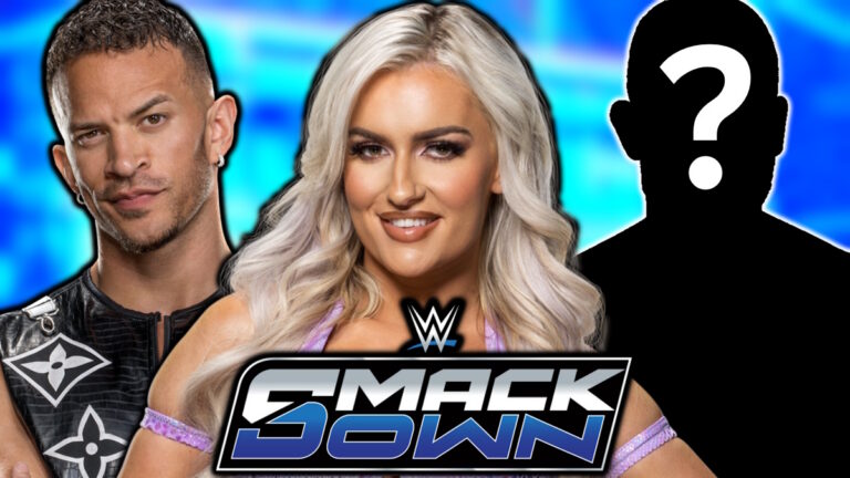 WWE SmackDown logo, Ricky Saints and Blake Monroe