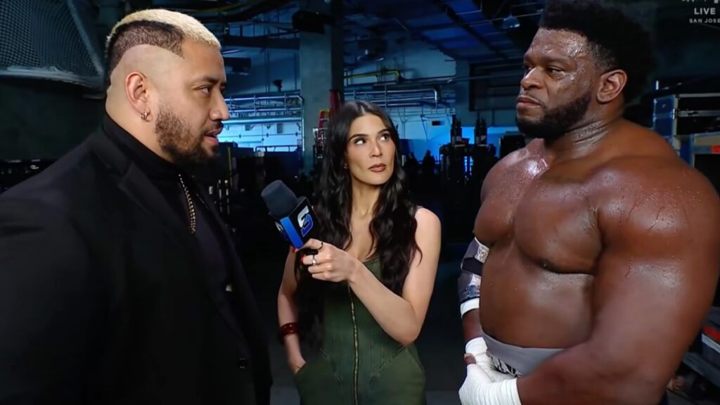 Solo Sikoa and Royce Keys backstage at WWE SmackDown