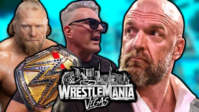 WWE WrestleMania 42 logo, Triple H and Pat McAfee