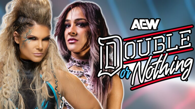 AEW Double or Nothing logo with Beth Phoenix and Charlie (Dakota Kai)